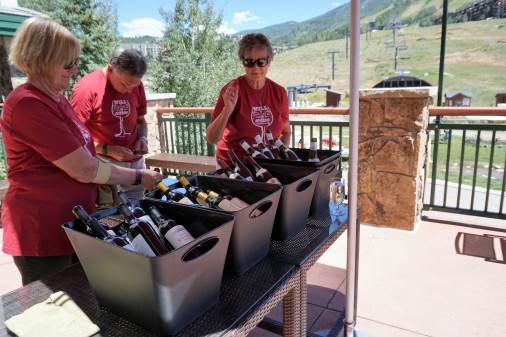 Volunteers guarding the wines.
